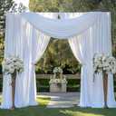 20FTx12FT White Wrinkle-Free Wedding Backdrop Curtain -Silky Washable White Polyester Drapes for Baby Showers, Birthday Parties, Photography, and Wedding Receptions-4 Panels 5FTx12FT