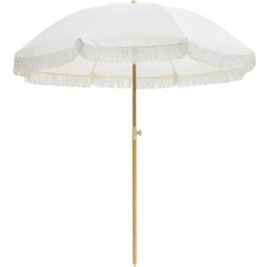 Outdoor Umbrella - Sun Protection, Rain Resistant, Windproof with Manual Open-Close Feature - Ideal for Beach, Camping, and Picnics (Rice)