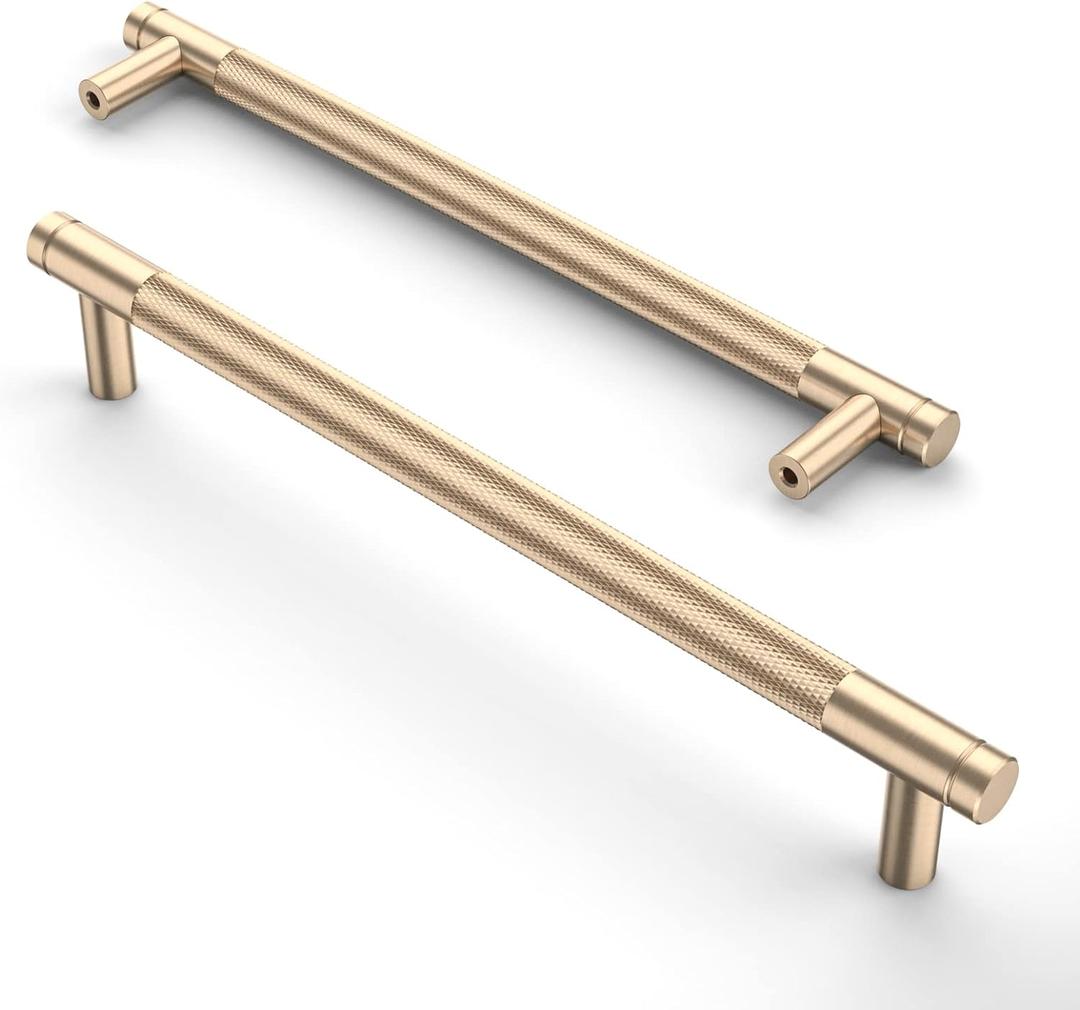 Asidrama 10 Pack 7.5 Inch(192mm) Gold Cabinet Pulls Knurled Cabinet Handles Cupboard Handles Kitchen Cabinet Hardware for Cupboard Drawer Pulls