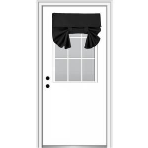100% Blackout French Door Curtains, Wrinkle Free, Room Darkening, Blocks Light and Heat Through Glass. Drill-Free Easy Installed Door Window Curtains. (Black,1 Panel, 26"x 42")