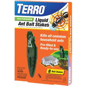 TERRO Liquid Ant Baits - T1813 - Outdoor Ready-to-Use Terro Traps, Kills Household Ants, 8 Bait Stakes
 - 2 Pack, Granule