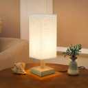 Small Bedside Table Lamp for Bedroom, Minimalist Nightstand Lamp with Square Fabric Linen Shade, Mini Cute Study Reading Desk Lamp Night Table Lamp for Living Room,Nursery, Home, Office,4.3in (Standard-Square-set of 1)