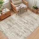 Soalmost 3x5 Rug, Small Area for Kitchen, Entryway, Machine Washable Non-Slip Throw Rug, Vintage Carpet for Nursery Coffee Table Brown