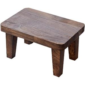 Tung wood step stool with non-slip rubber feet, small step stool for bedroom, kitchen and living room, load capacity up to 300 lbs, sturdy and durable, no assembly required