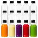 2 oz (60ml) 15 Pack Leak-Proof Clear Glass Boston Round Bottles with lids - Mini Travel Containers for Ginger Shots, Juice, Whiskey, Samples | W/Labels, Funnels & Brushes