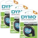 DYMO LT Labeling Tape for LetraTag Label Makers Black Print on Clear Labels 1/2" x 13-Foot Rolls 3 Count