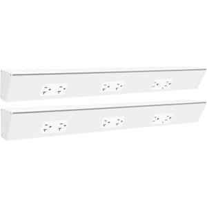 24" Angled Under Cabinet Outlet Strip, 3 x 15 Amp Duplex Receptacle, 2 Pack | GFCI Protection, Sturdy Metal Struture, Pre-Wired for Easy Installtion, Keep Tile Backsplash Tidy, White