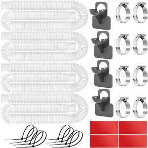 Replacement 1.25 Pool Hoses for Above Ground Pools, 1 1/4" x 59" Long, 4 Pack with 4 Hose Holders and 8 Metal Clamps (White)