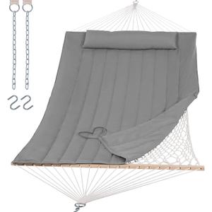 SUNCREAT 15 FT Hammocks for Outside, Two Person Hammock for Patio, Garden, Porch, Outdoor, Light Gray