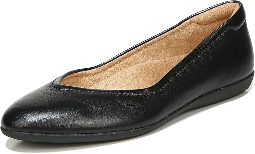 Naturalizer Womens Vivienne Comfortable Slip on Ballet Flats Size 8 Black Leather