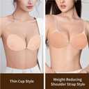Sticky Push Up Bra for Women,Adhesive Invisible Silicone Lift Bra with Reusable Nipple Covers for Backless Dress (Beige)