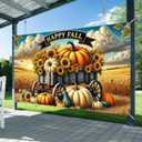 71x43 Inchs Happy Fall Banner Autumn Sunflower Pumpkin Backdrop Outdoor Indoor Decorations Fall Thanksgiving Truck Banner Baby Shower Background Photo Booth Props Party Supplies