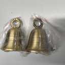 Indian Brass Bells Jingle Bells for Home Door Decor, Crafts, Chimes, Cow Pet Bells, Craft Bells with Hanging Loop, Plain Brass Material for Festival Occasions (2,Plain)