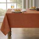 Decorelia Table Cloth for Rectangle Dining Table, Faux Linen Waterproof Texture Farmhouse Washable Rectangular Tablecloth Cover for Birthday, Party, Picnics, Wedding Decor(Burnt Orange, 52 x70 Inch)