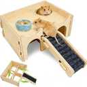 BNOSDM Wooden Hamster Hideout Syrian Hamsters Multi-Room Hideouts & Tunnel Exploring Toys Gerbils Wood House with Ladder for Dwarf Mouse Mice Rat and Other Small Animals