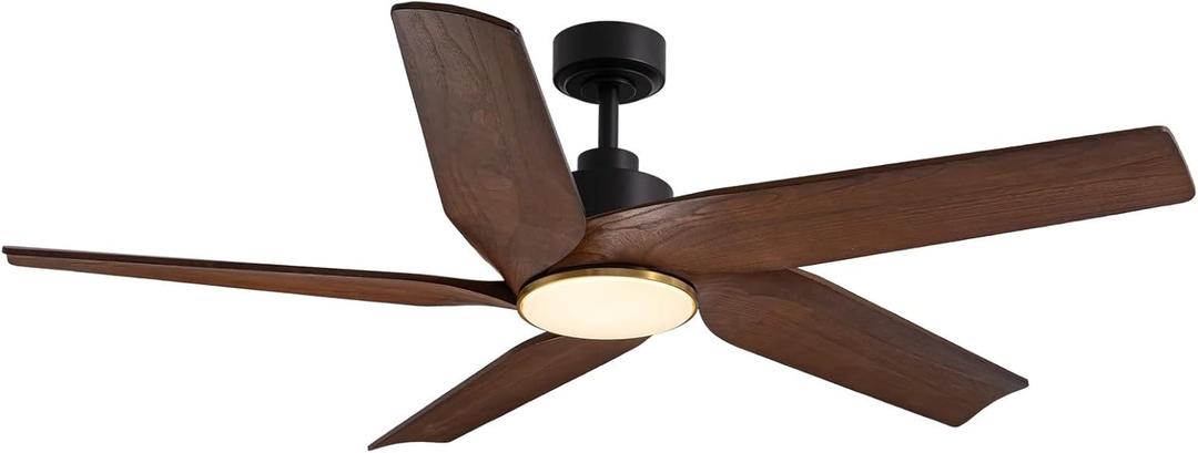 60 Inch Wood Ceiling Fans with Lights, Large Walnut Ceiling Fan, 3CCT, Dimmable LED Light, 6 Speeds, Reversible DC Motor, Timer, Black Ceiling Fan for Living Room, Farmhouse, Patio