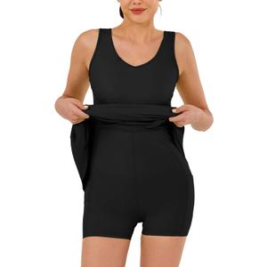 Black dress with Shorts Underneath,Tennis Dresses for Women with Built in Shorts Lightweight Sleeveless Golf Dress