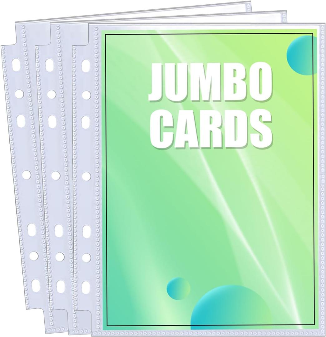 41 Pack Jumbo Card Sleeves for A5 3/6 Ring Binders, 5.4" x 7.4" Ultra-Clear Top-Loading Sheets, Double-Sided Design with 100 Pockets, Oversized Card Protectors