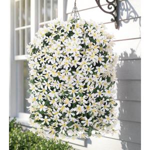 Hoppwodd Artificial Flower for Outdoors 4pcs Fake Lily Hanging Flower Baskets for Outside UV Resistant Silk Faux Long Trailing Vines for Garden Porch Patio, White