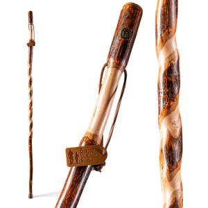 Brazos Rustic Wood Walking Stick, Twisted Hickory, Traditional Style Handle, for Men & Women, Made in The USA (48")