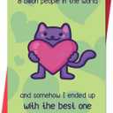 3 x Funny Valentines Day Card,Valentines Day Cards Gifts for Him Her,Valentines Day Card for Husband Wife Boyfriend Girlfriend Fiance Fiancee Men Women with Cute Cat Holding Heart Design