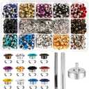 Metal Eyelets, 600Pcs 12 Colors 3/16 inch Metal Grommets Kit, Multi-Color Grommets Kit, Metal Eyelets Set with 3 Pieces Installation Tool and Storage Box for DIY Shoes Clothes Crafts Bag