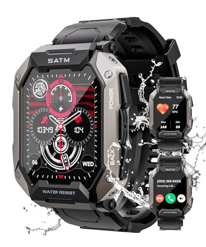 Smart Watches for Men, 2.01'' HD Display with Bluetooth Calls 100+ Sport Modes, IP68 Waterproof for Swimming Fitness Smart Watch for Android and iPhone, Blood Pressure/Heart Rate Smartwatch, Black1