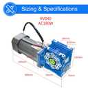 Electric Permanent Magnet AC Motor High Torque 110V 180W Turbine Worm Gear Reducer 70RPM with AC Speed Controller Kits Output Shaft Dia 18mm