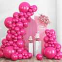 RUBFAC 135pcs Hot Pink Balloons Different Sizes 18 12 10 5 Inch for Garland Arch, Magenta Latex Balloon for Wedding Birthday Princess Theme Party Anniversary Decorations
