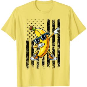 Dabbing Banana Retro American Flag Banana Lover Boys Kids T-Shirt (Yellow)