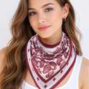 AWAYTR Women Triangle Head Scarf 3Pcs Tie Back Hair Bandanas for Women with Metal Studs - Head Coverings Cute Headscarf (Paisley - Black + Blue + Red)