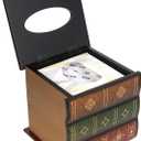 Crafted Classical Retro Wooden Antique Book Tissue Box Cover Square Tissue Holder Dispenser Paper Cover Case Napkin Holder Home Decor for Bathroom Living Room Office car Kitchen (Brown)