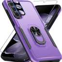 Janmitta Compatible with Samsung Galaxy A36 5G Case with Screen Protector+Camera Lens Protector, Heavy Duty Full Body Phone Cover Built in Ring Holder Kickstand, 2025 Lavender