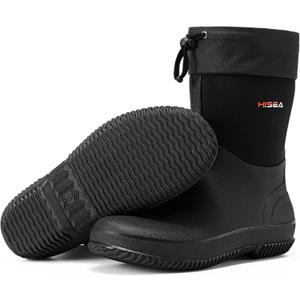 HISEA Upgraded Garden Boots for Men, Mud Resistant Outdoor Work Boots Mens Waterproof Neoprene Rubber Insulated Rain Shoes Ankle High Rainboots, Size: 11