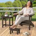 LUE BONA Small Outdoor Side Table with Removable Footstool for Patio, Brown, 12.2 inches x 16.1 inches x 16.7 inches