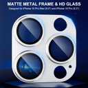Compatible for iPhone 16 Pro/iPhone 16 Pro Max Camera Lens Protector, Matte Metal Camera Cover with HD Tempered Glass Rear Lens Screen Protector [Strong Adsorption]-Titanium White