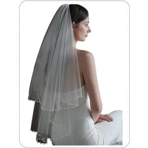 Bride Veils Bachelorette Party Veil White Bow Wedding Veil Soft Tulle Bridal Veils with Comb for Women and Girls
