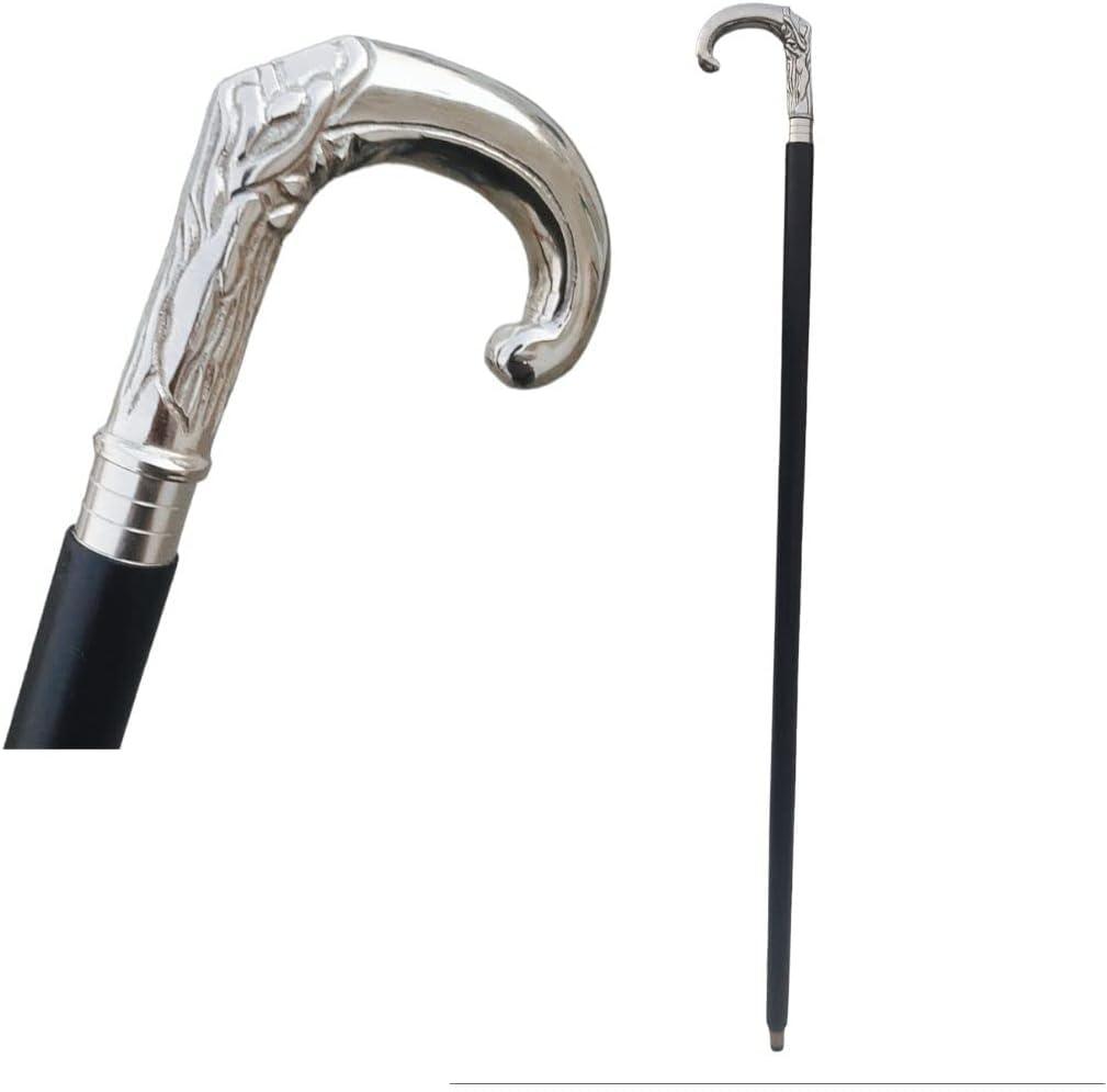 Handcrafted Victorian Wooden Black Walking Stick Ideal Gift Men Canes with Silver Brass Handle Sticks Best Wood for Mens Women Senior Fancy Fold