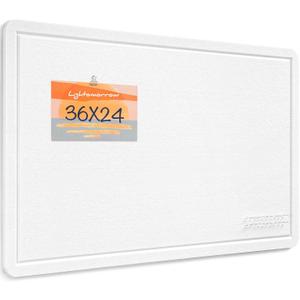 Lightomorrow Bulletin Board, 36 x 24 inches Felt Board - Decorative Pin Board, Cork Board Alternative for Wall, 3' x 2' Foldable Self-Adhesive Vision Board Prayer Board with 20 Pushpins - White, 3624 inches