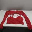Avidlove Mesh Crop Top with Shrug Long Sleeve Sheer Top Sexy Low Cut Shirt Going Out 2 Pieces Clubwear, Red, XXL