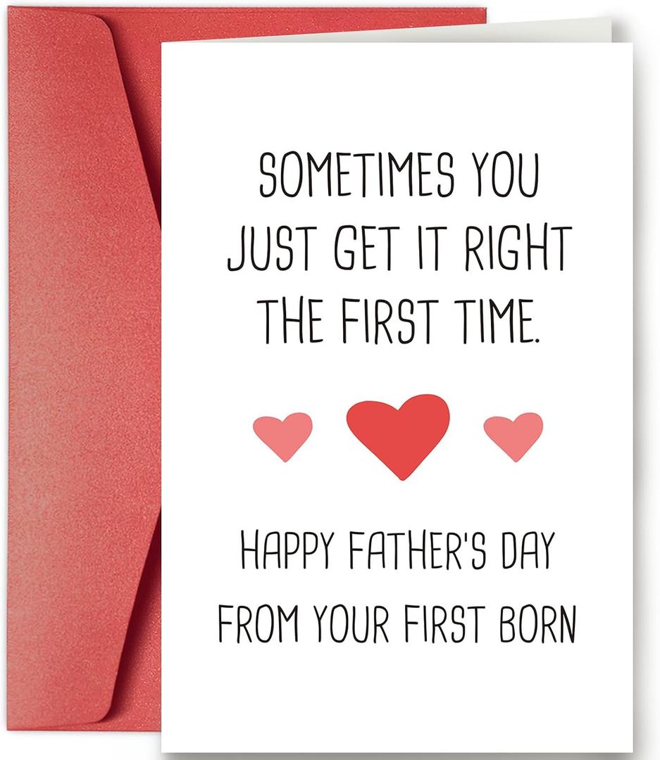 3 x SuperShunhu Humor Father’s Day Card for Him, Funny Fathers Day Card for Dad, Gag Fathers Day Gift from Oldest First Child, You Get It Right The First Time