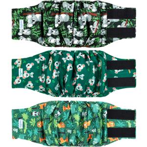 Leekalos Male Dog Diapers (3 Pack), High Absorbing Dog Belly Bands for Male Dogs, Washable Reusable Dog Male Wraps (Koala, Medium) 