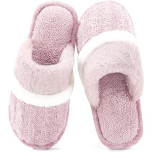 Cozy Slippers for Women Indoor and Outdoor Fuzzy House Shoes with Memory Foam Anti-Skid Sole Gifts for Women Mom Ladies (7-8 Women/5-6 Men, Dark Pink)