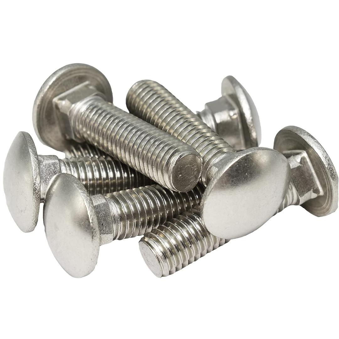 1/2"-13 X 2(10pc) Stainless Carriage Bolt, 18-8 Stainless Steel Full Thread Coverage,Carriage Bolt,by SANTIE