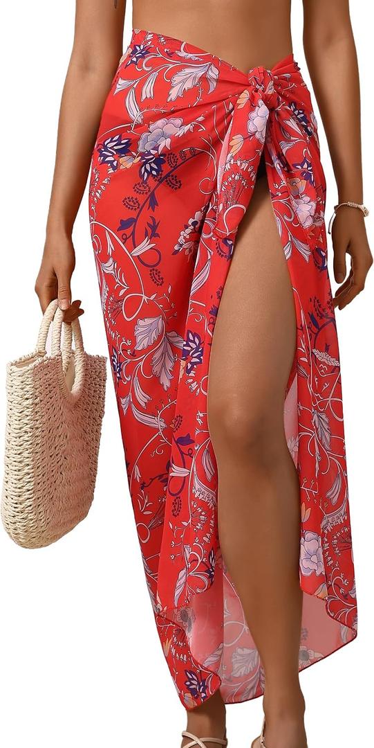 Eicolorte Womens Beach Cover Up Chiffon Sheer Bikini Beach Swimsuit Coverup Sarong Pareo Wraps for Women