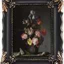 5x7 Vintage Picture Frame with Embossed Flower Design, Black Ornate Frame for 5x7 Pictures, Hand-Crafted Resin Antique Frames for Tabletop & Wall Hanging, Home Decor (Black)