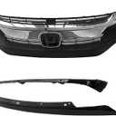 Front Bumper Grille Assembly Chrome Grill With Trim Glossy Black For 2016 2017 2018 2019 Honda Civic