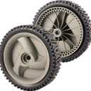 2 Pack Lawn Mower Wheels Plastic PVC Replacement Rolls 8 Inches Front Drive Parts | 8" X1-3/4 Size | 53 Dents Bearing Hole Diameter 0.5 Inch | Compatible with Craftsman Husqvarna Garden Mowers