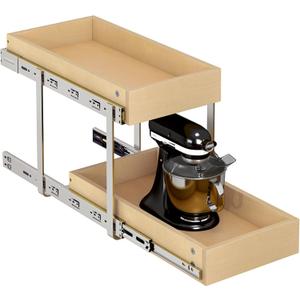 WelFurGeer 2-Tier Pull Out Cabinet Organizer with Soft Close Slides, Pull Out Drawers for Cabinets, Heavy-Duty Slide Out Drawers for Kitchen Cabinets, Under Sink, Pantry & Bathroom, Size: 11''W x22''D