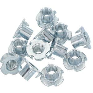 PATIKIL M12 T-Nuts, 12 Pcs Zinc Plated Steel 4-Pronged Tee Blind Nut 17 mm Length Four-jaw t Nuts Threaded Inserts Hardware for Wood Furniture Cabinetry Rock Climbing Holds